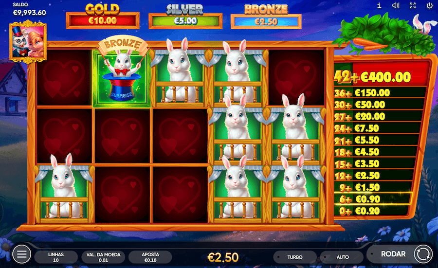 Prêmio adicional jogo bônus Rabbits, Rabbits, Rabbits slot Endorphina