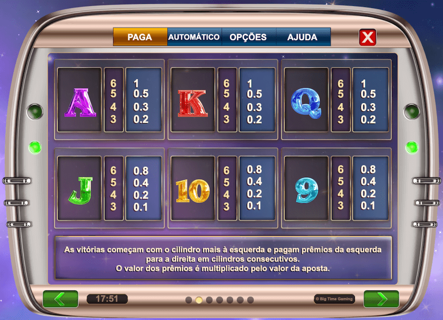 Símbolos baixo valor Over the Moon slot Big Time Gaming